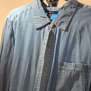 Style & Co. Blue Button-Up Blouse
